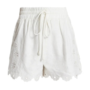 Farm Rio Embroidered White Eyelet Scallop Hem Shorts Size S