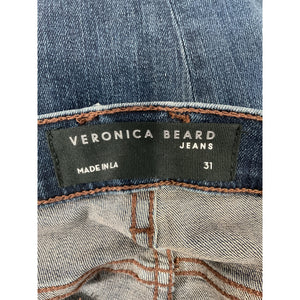Veronica Beard High-Rise Button-Fly Raw-Hem Laguna Debbie Skinny-Ankle Denim Jeans Size 31