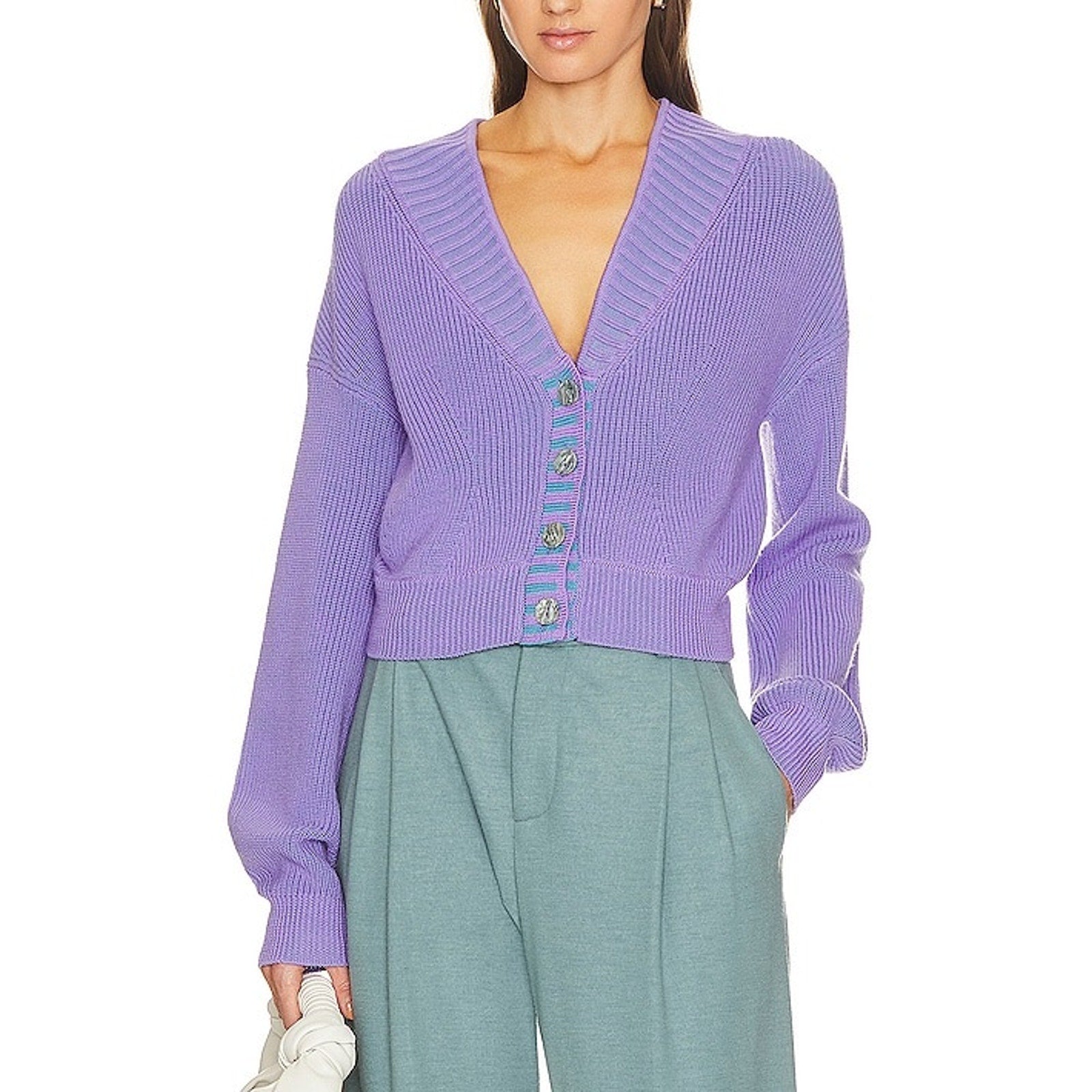 Diane Von Furstenberg 'Merl' Purple Cardigan Size M