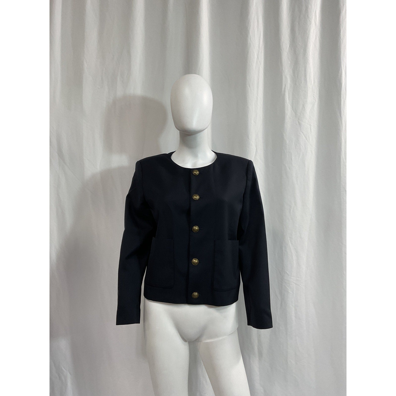 Frame Button Front Navy Jacket Size M