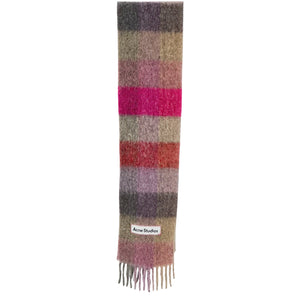 Acne Studios Oversized Multicolor Checked Fringe Scarf