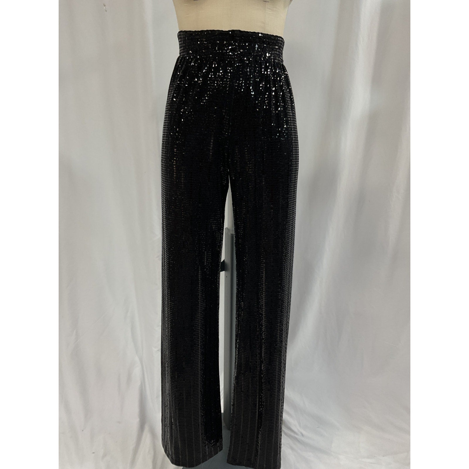 Alice + Olivia 'Elba' Black Sequin Pants Size S