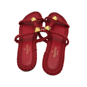 Valentino Woven Red Roman Stud Sandals Size 38.5 EU / 8.5 US