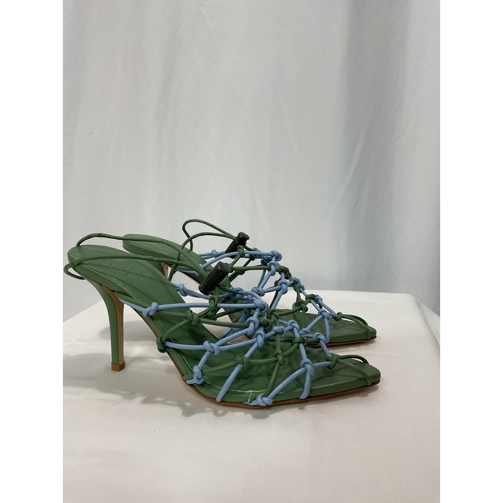 Gia Borghini 'Woven' Blue Leather Sandal Size 6