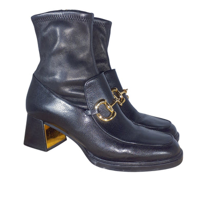 Gucci Classic Black Leather Horsebit Ankle Boots Size 8 US / 38 EU