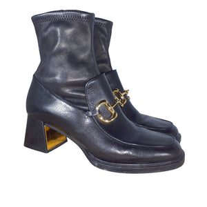 Gucci Classic Black Leather Horsebit Ankle Boots Size 8 US / 38 EU