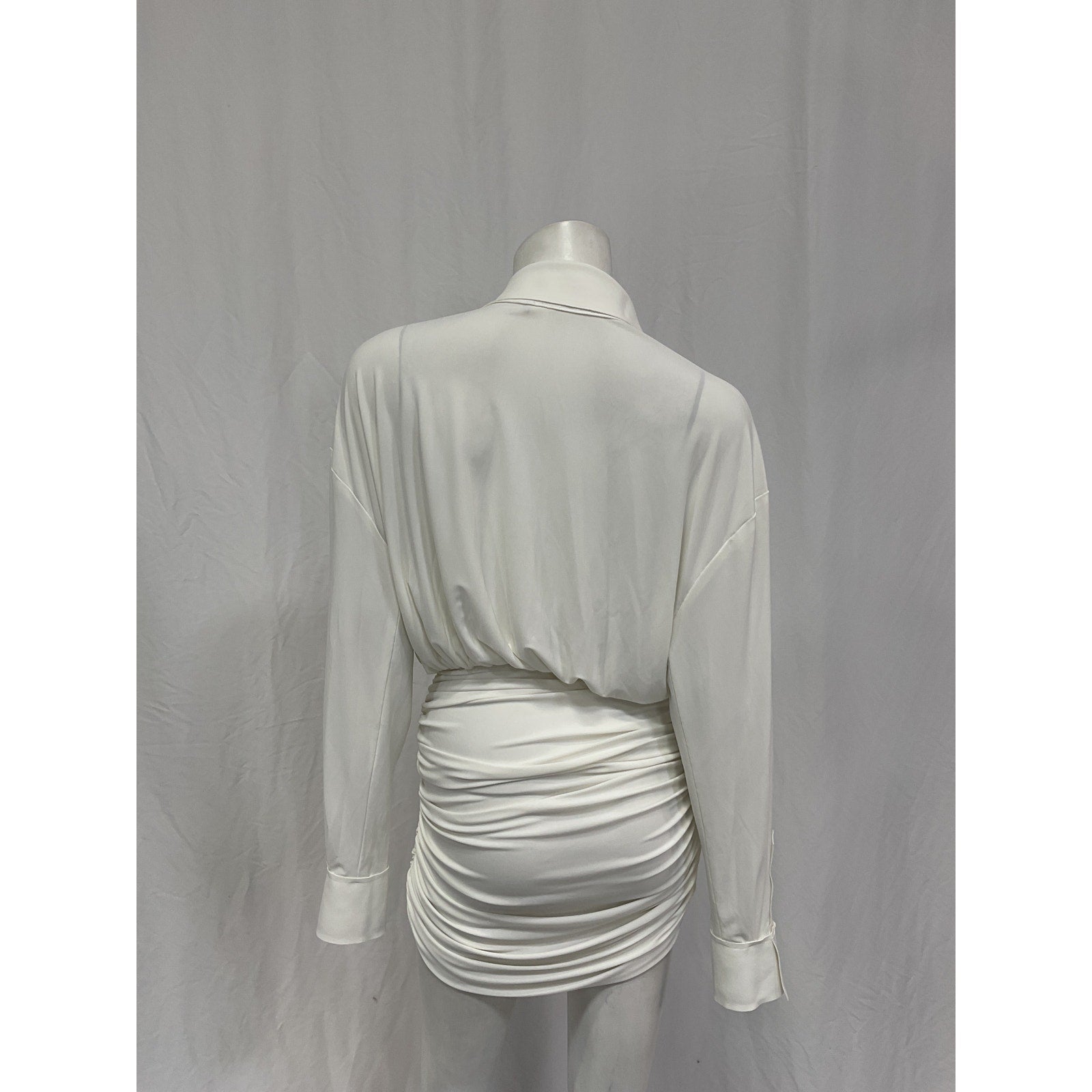 Norma Kamali Oversized White Polyester Shirted Bottom Mini Dress Size XS