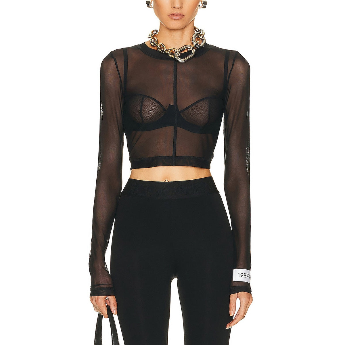 Dolce & Gabbana Sheer Black Long Sleeve Blouse Size 36 IT / US 0