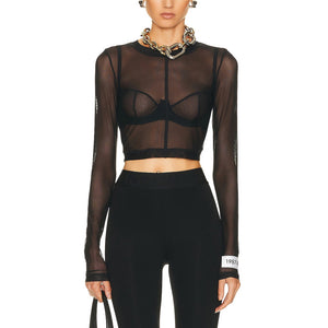 Dolce & Gabbana Sheer Black Long Sleeve Blouse Size 36 IT / US 0