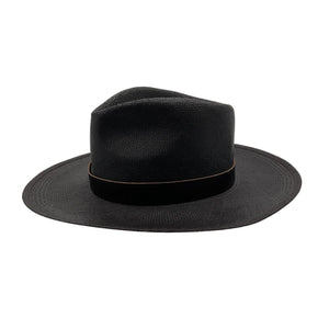 Janessa Leone Classic Black Leni Fedora Hat Size L