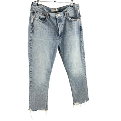 Agolde Distressed Curio Riley High Rise Straight Crop Denim Jeans Size 31