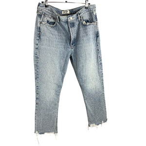 Agolde Distressed Curio Riley High Rise Straight Crop Denim Jeans Size 31