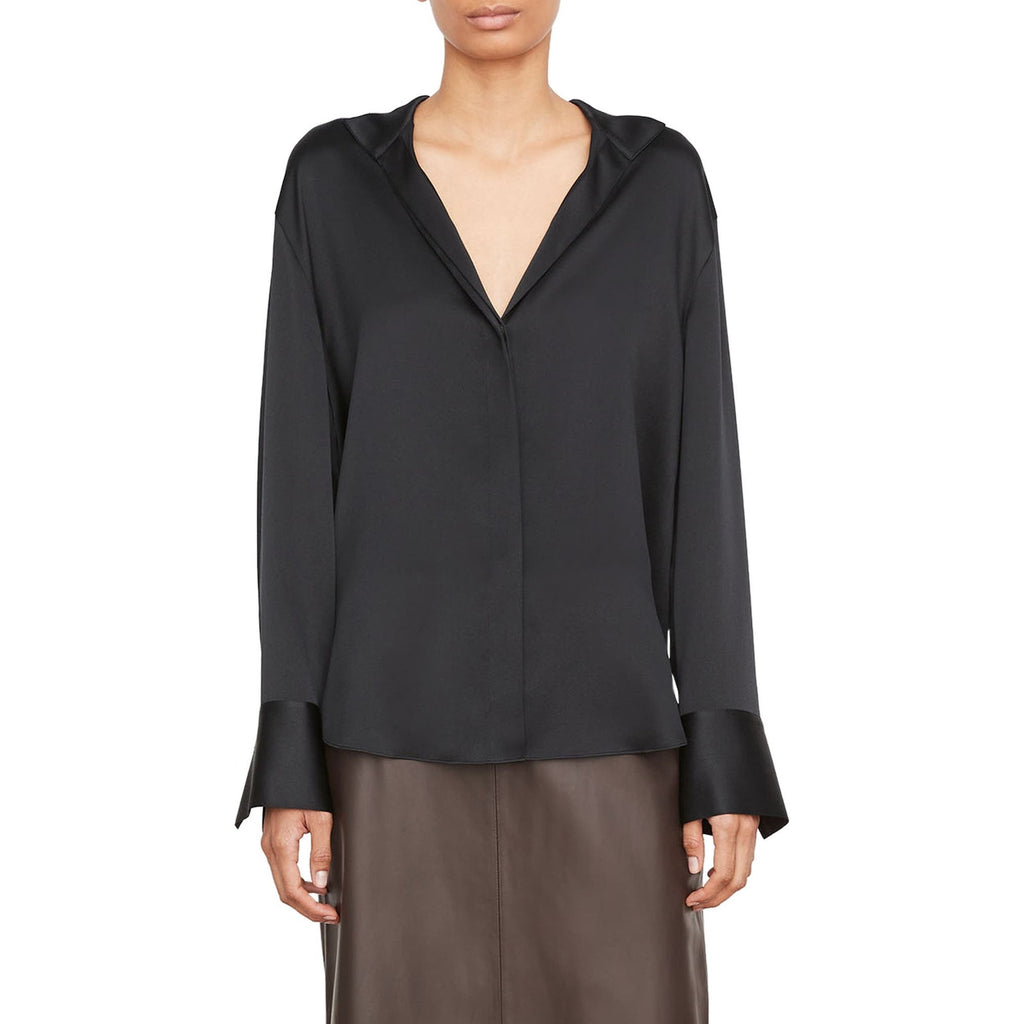 Vince Long Sleeve Black Silk Blouse Size M