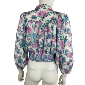 Loveshackfancy Cropped White & Pink Triste Shirt Size M