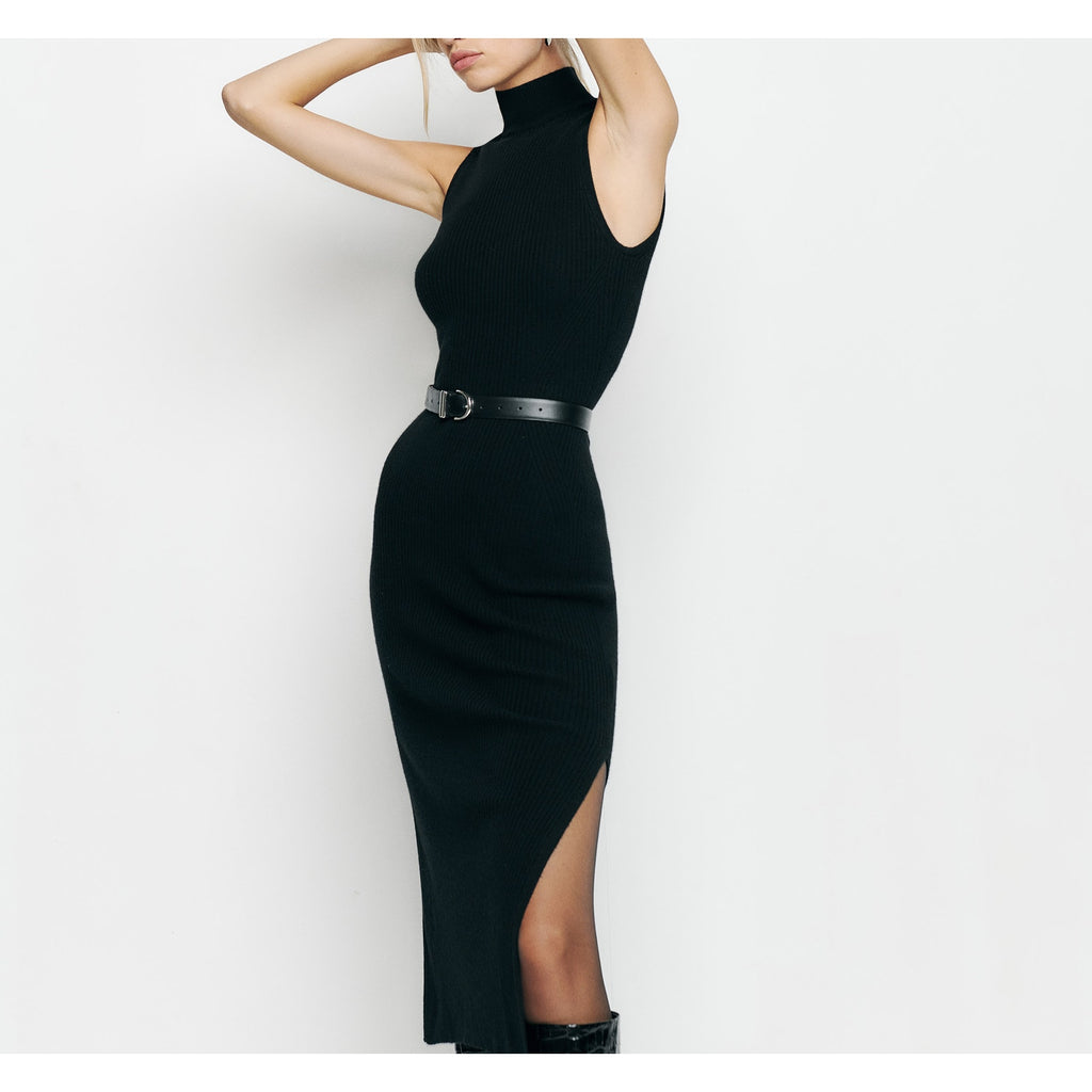 Reformation 'Ida' Black Cashmere Sleeveless Sweater Dress Size L