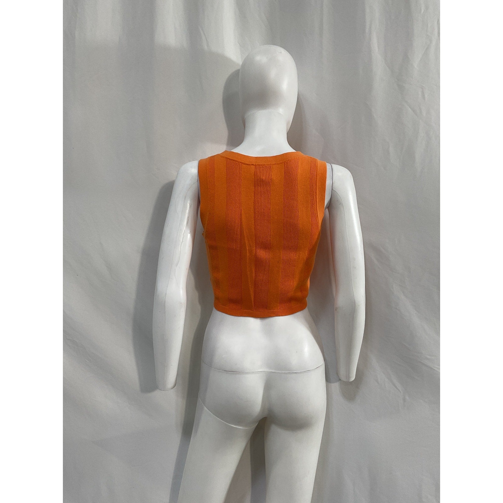 Solid & Striped Orange The Cropped Carson Rib Knit Tank Top Size M