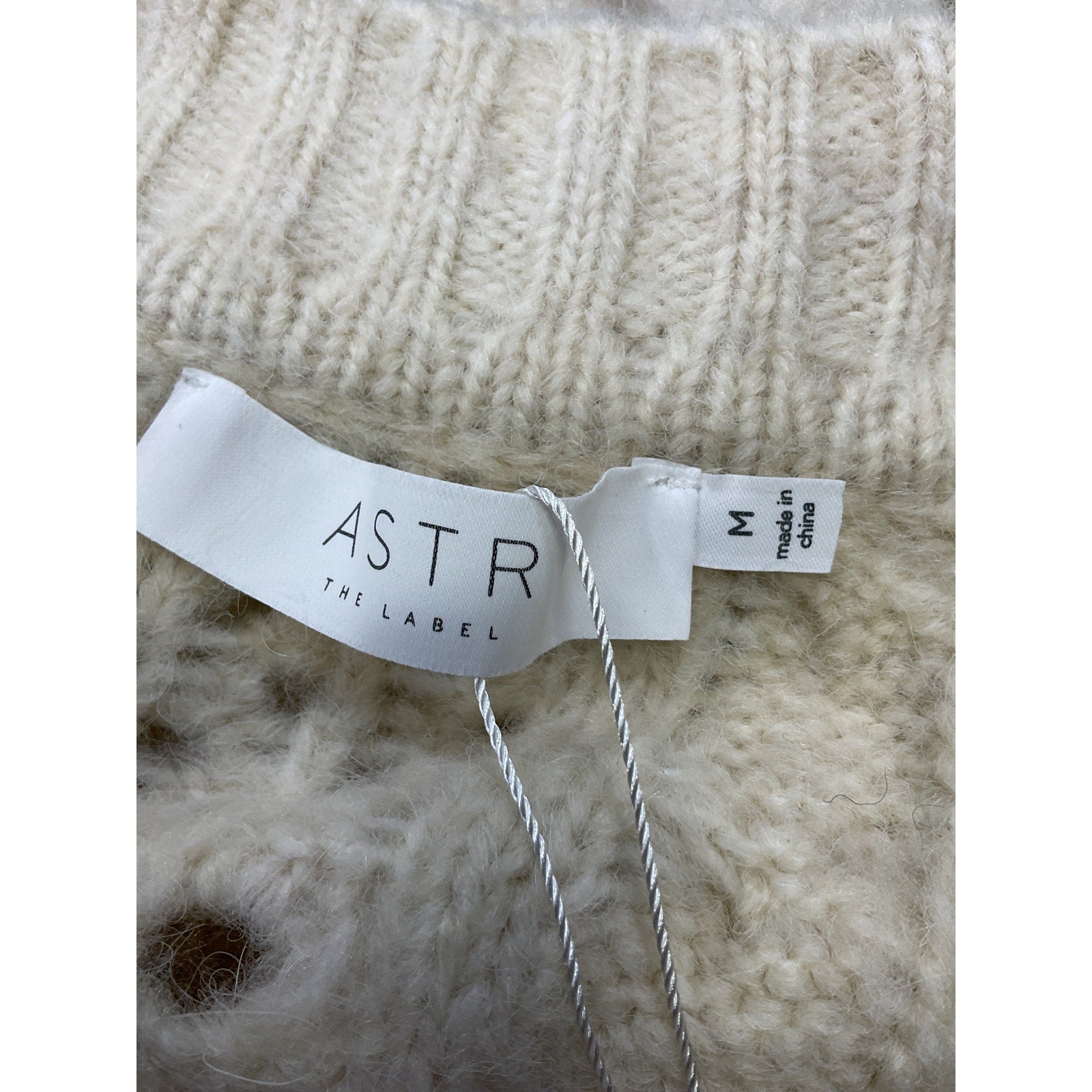 Astr The Label 'Nesmarie' White Acrylic Lace Embellished Cardigan Size M - NWT