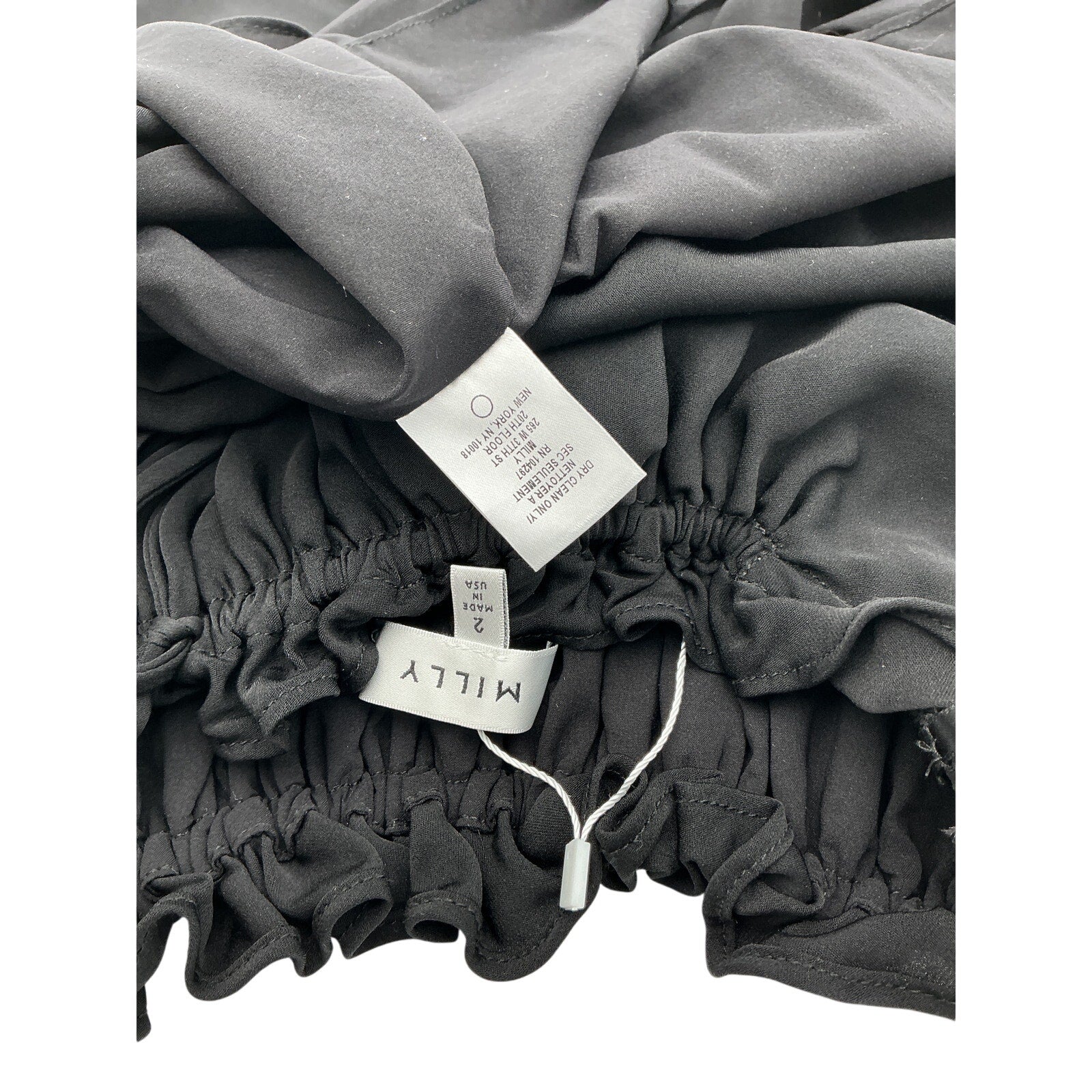 Milly 'April' Black Silk Strapless Ruffled Silk Top Size 2