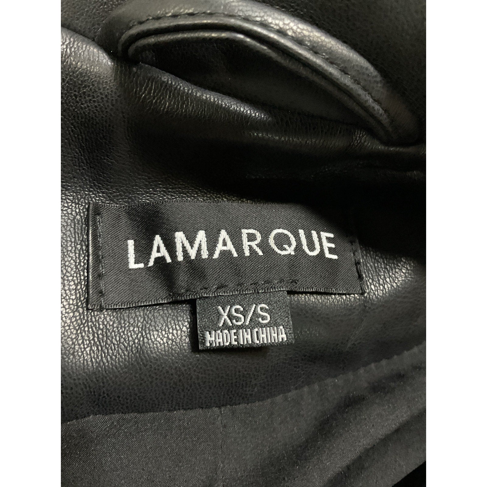 Lamarque 'Galia' Black Faux Leather Oversized Blazer Size XS