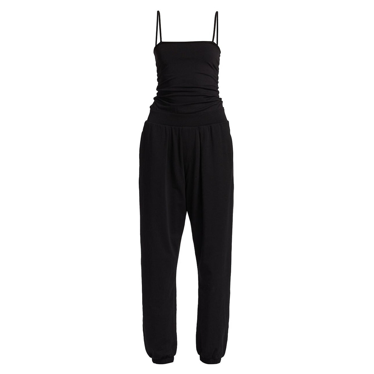 Atm Anthony Thomas Melillo 'Ruched' Black Cotton-Blend Jogger-Style Jumpsuit Size XS