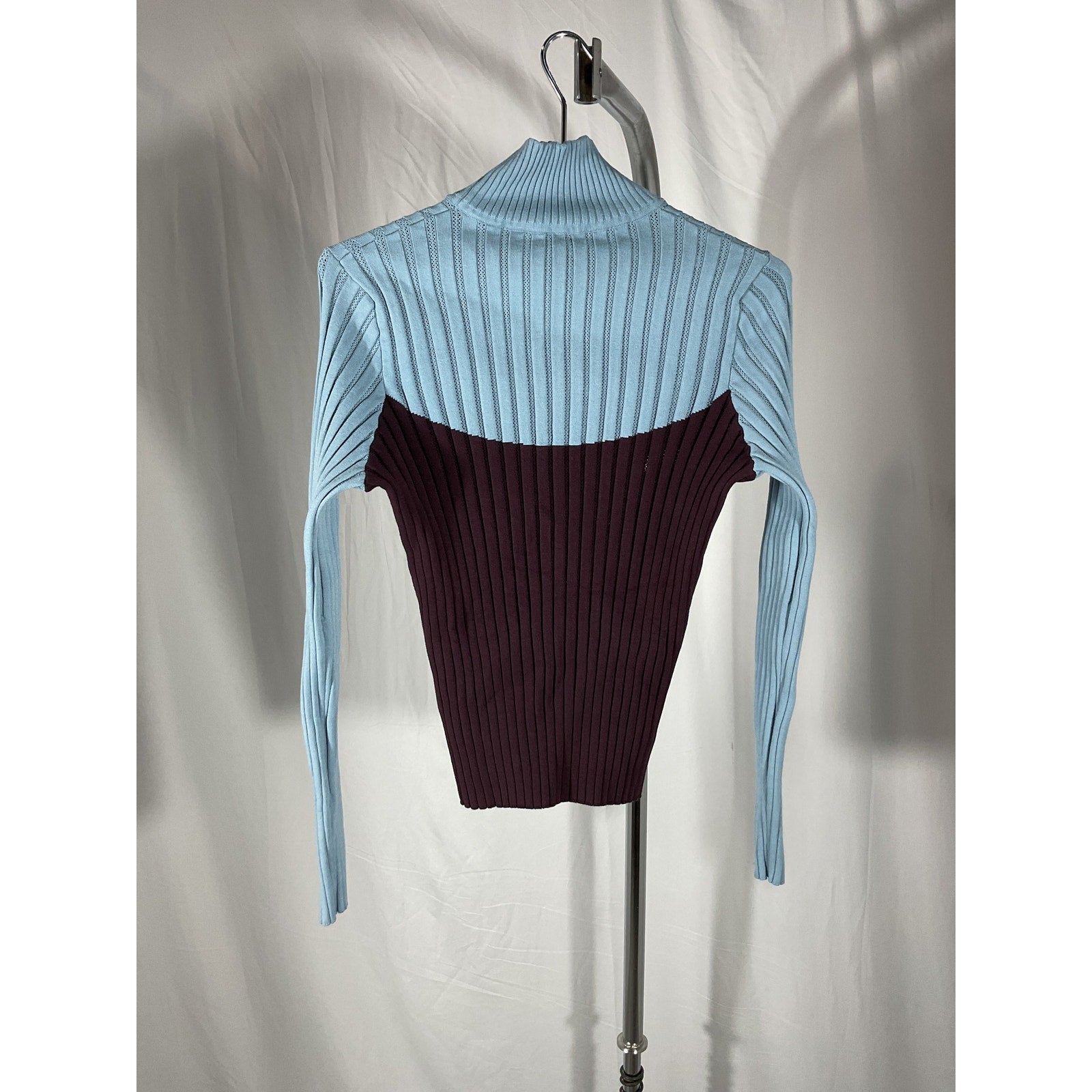 Tory Burch 'Colorblock' Blue Turtleneck Sweater Size L