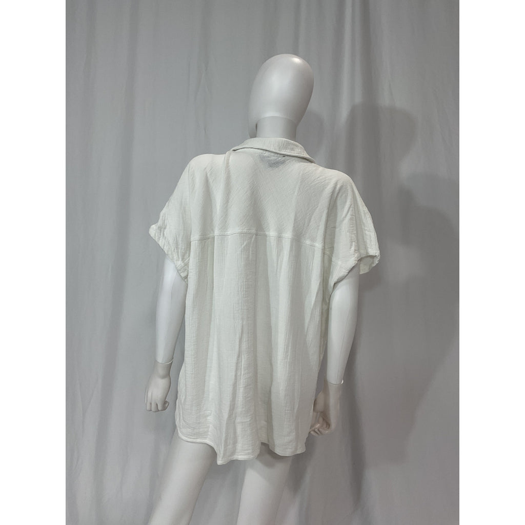 Hatch 'The Aubrey' White Short Sleeve Shirt Size 4