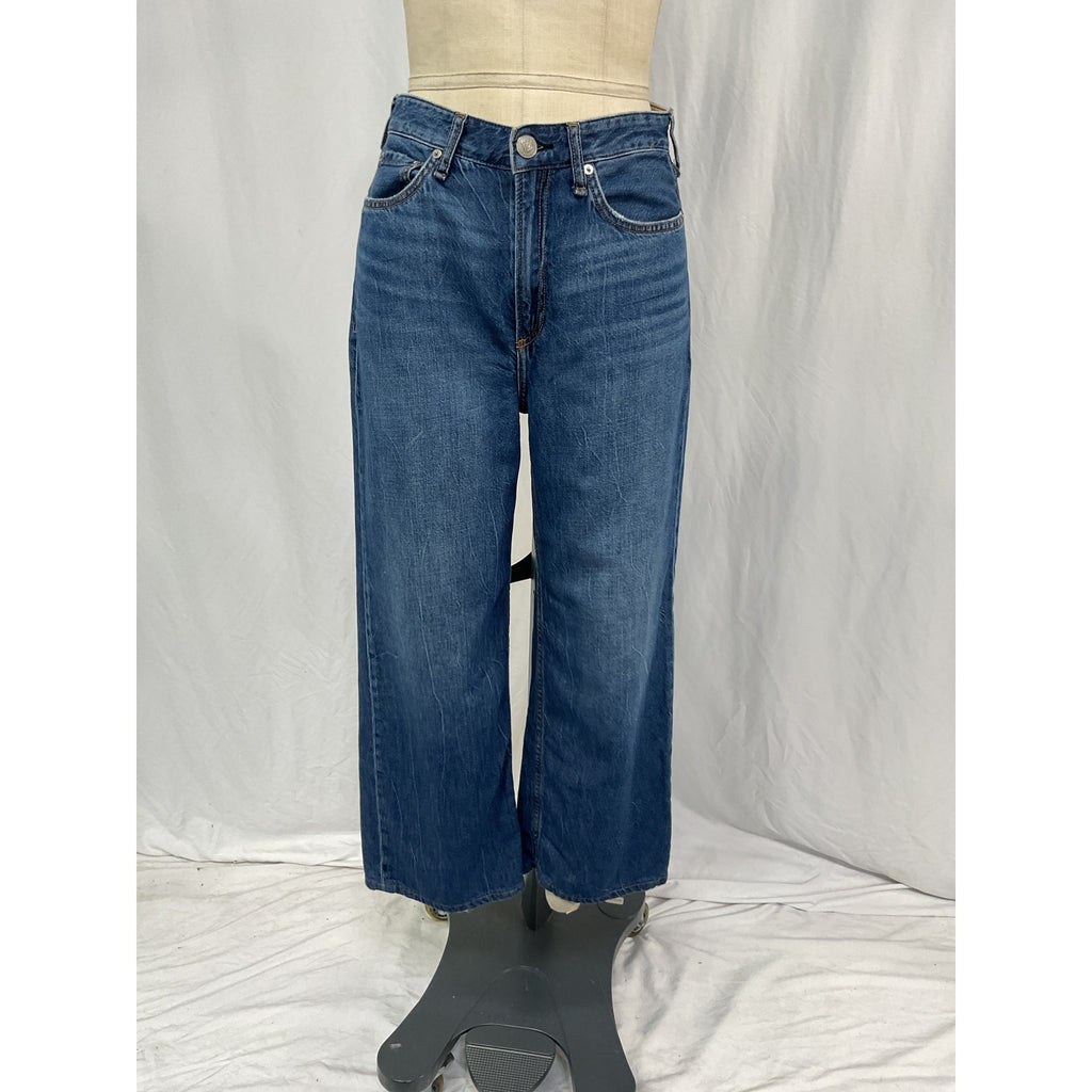Rag & Bone Featherweight Blue Cotton Logan Wide Leg Denim Jean Size 27