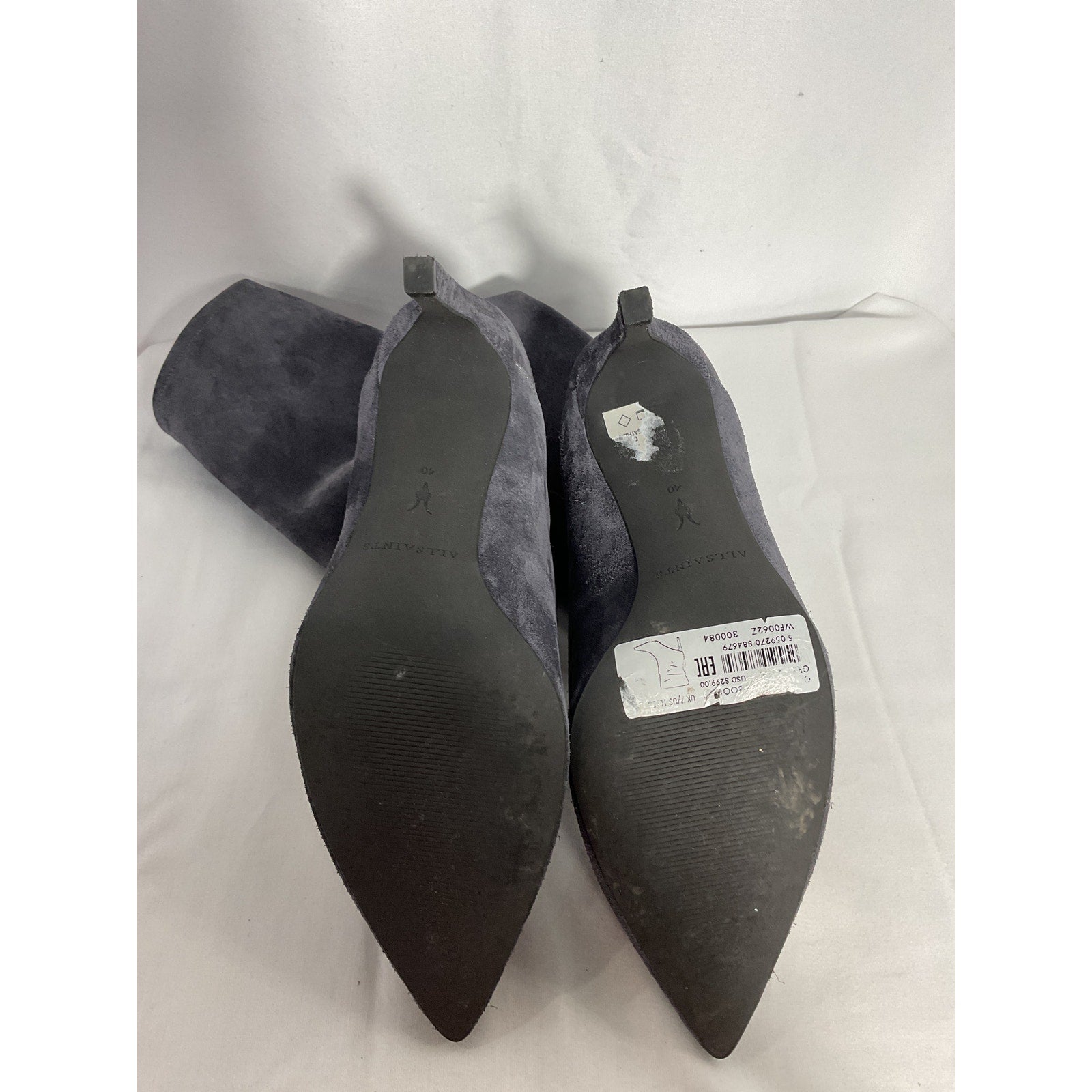 Allsaints 'Orlana' Grey Suede Leather Boots Size 10