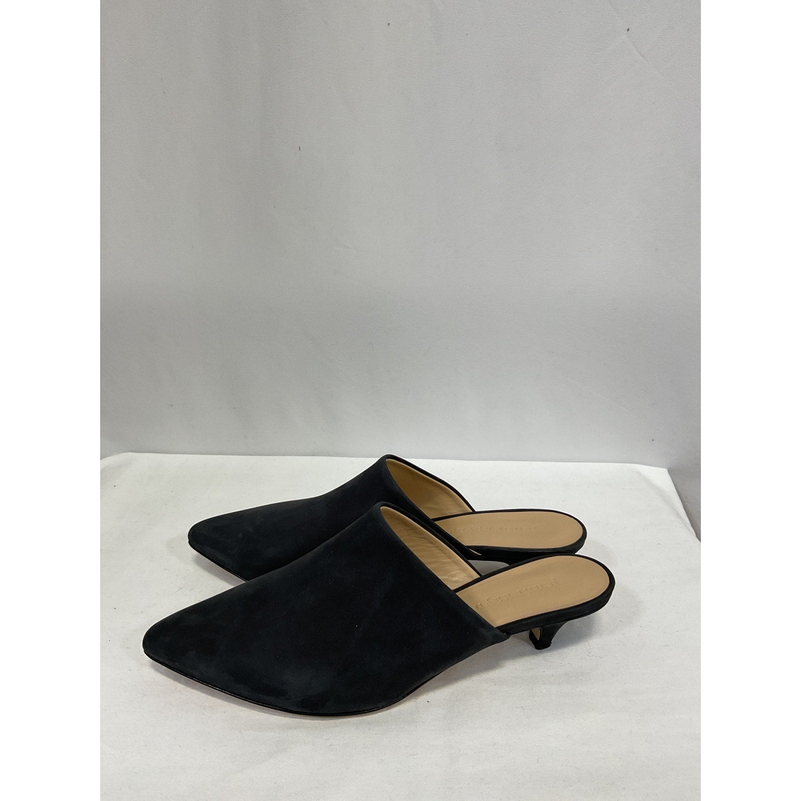 Jenni Kayne 'Oiled' Black Leather Leather Kitten Heel Mule Size 7