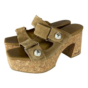 Jimmy Choo Cork & Suede Platform Mules Size 39 EU / US 9