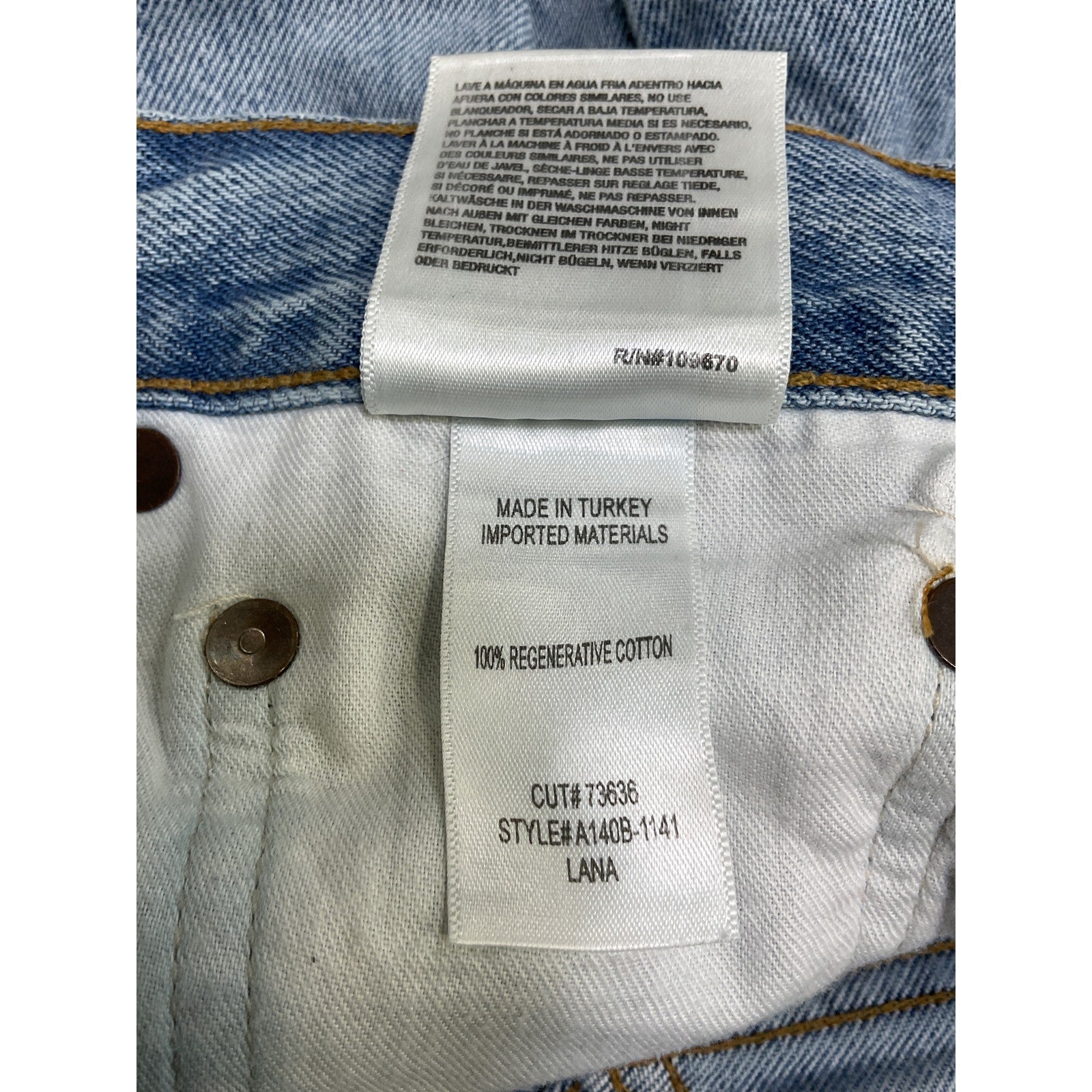 Agolde 'Lana' Blue Cotton Straight Jeans Size 27