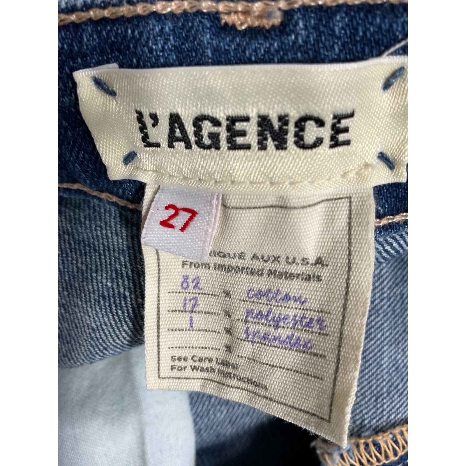L'Agence High Line Blue High Rise Skinny Distressed Denim Jean Size 27