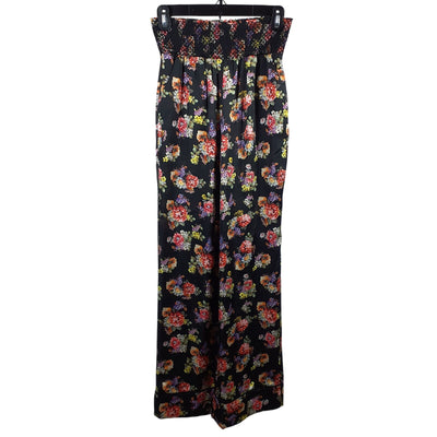 Olivia Smocked Magnolia Floral Black Willis Size Small Pants NWT