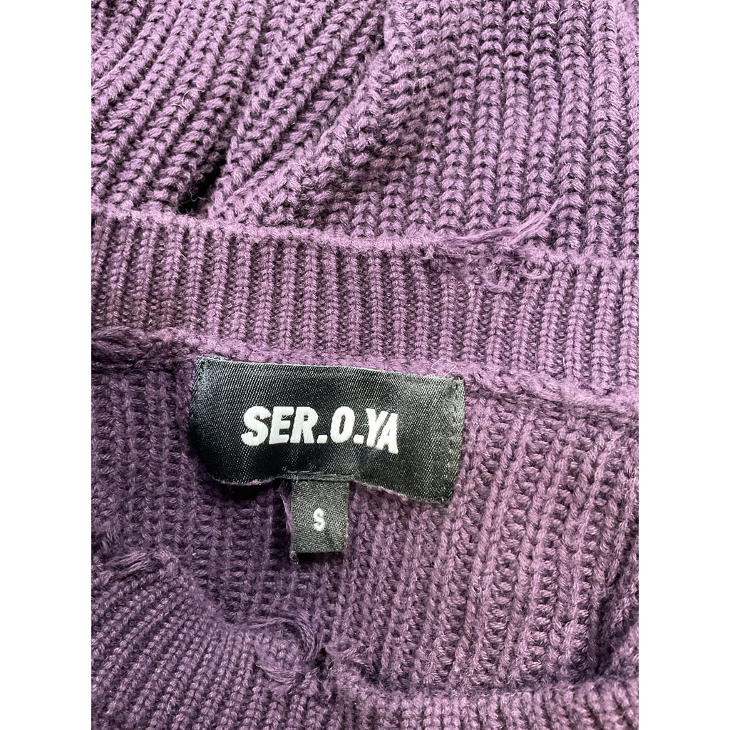 Ser.O.Ya Mid Cropped Purple Cotton Devin Sweater Size S