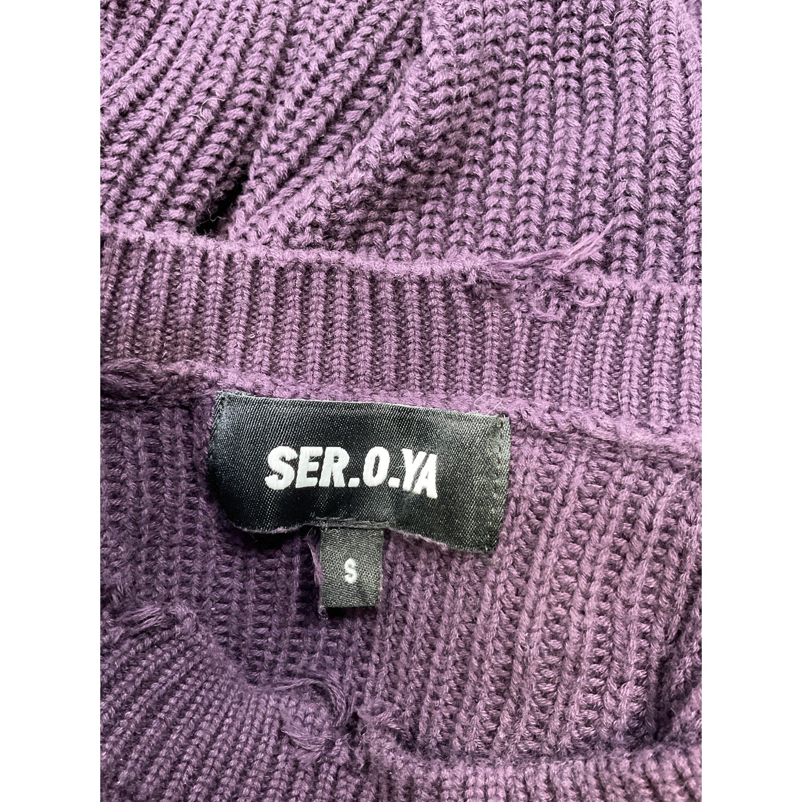 Ser.O.Ya Mid Cropped Purple Cotton Devin Sweater Size S
