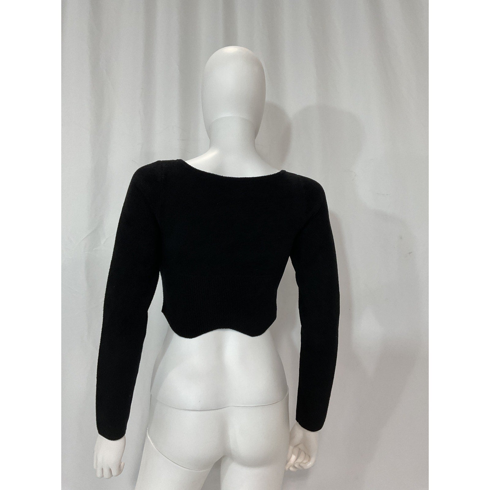 Sandro Short 'Velvet' Black Embellished Velvet Effect Knit Cropped Sweater Size S
