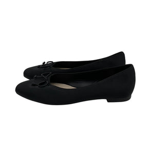 Porte & Paire Bow Embellished Black Satin Ballet Flats Size 38.5 EU / 8.5 US