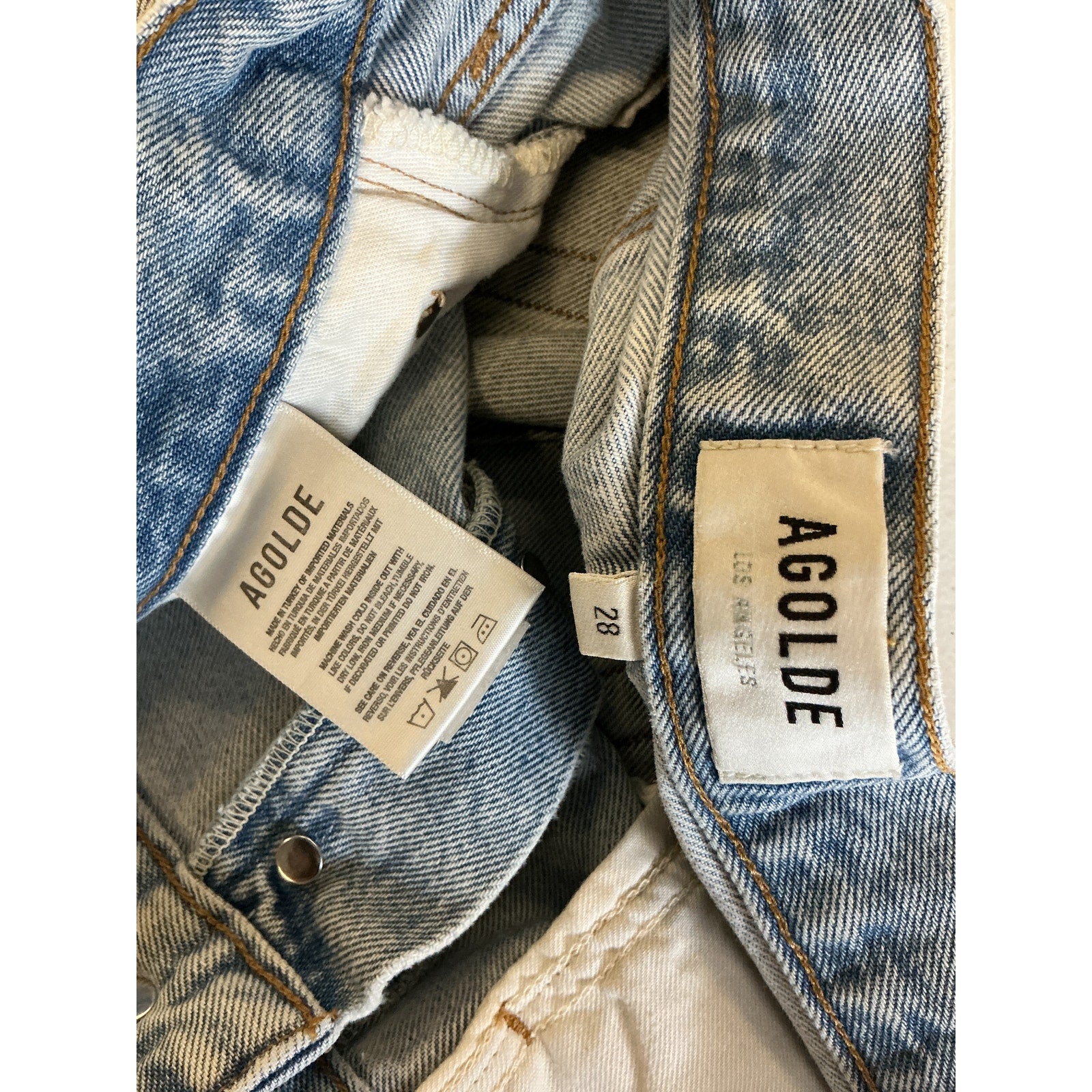 Agolde Parker Blue Cotton Long Loose Vintage Shorts Size 28