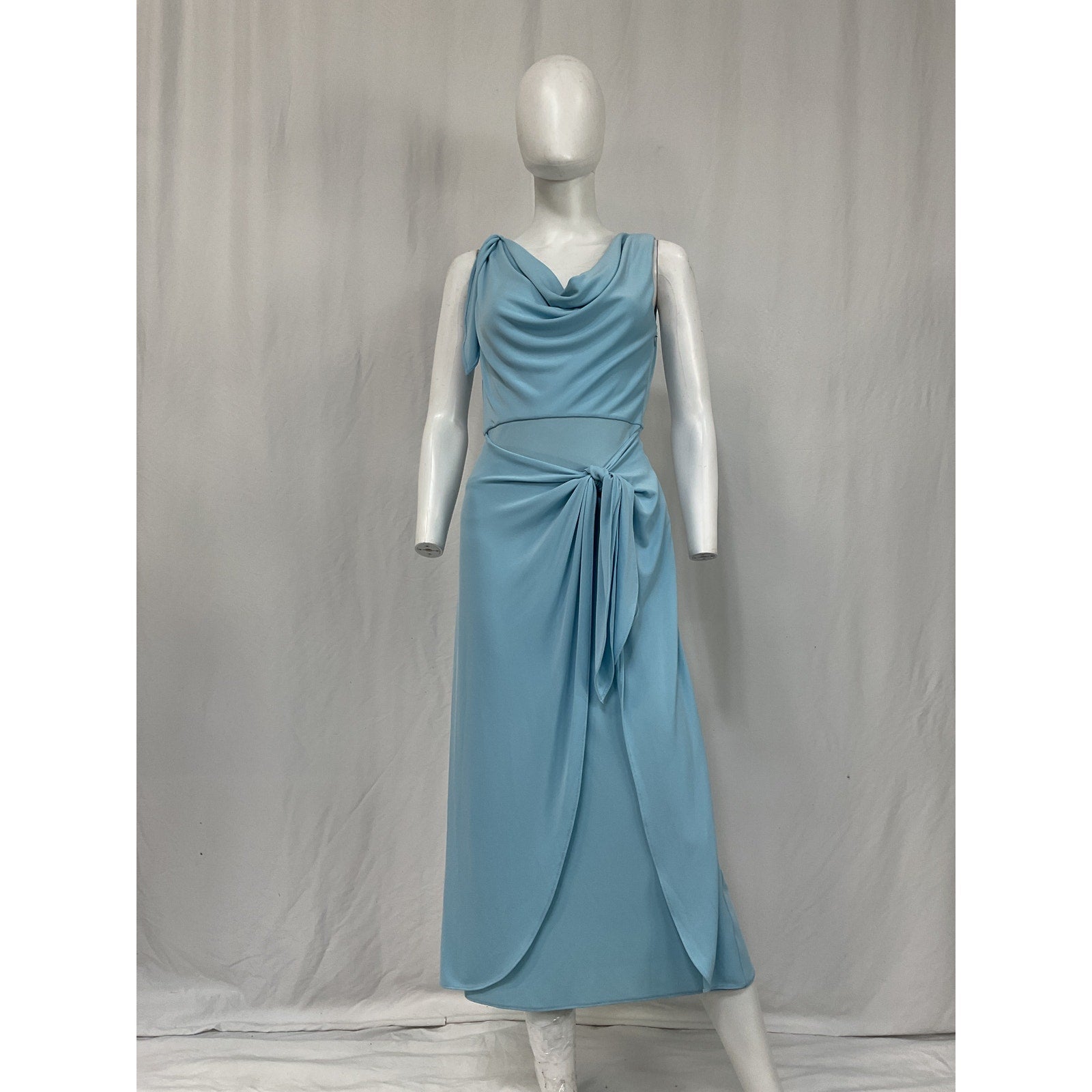 Cinq A Sept 'Odin' Blue Polyester Drape Detail Dress Size 0
