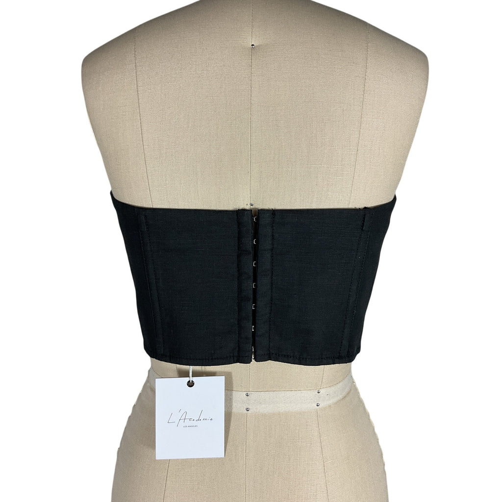 L'Academie 'Ember' Black Viscose Corset Top Size M - NWT