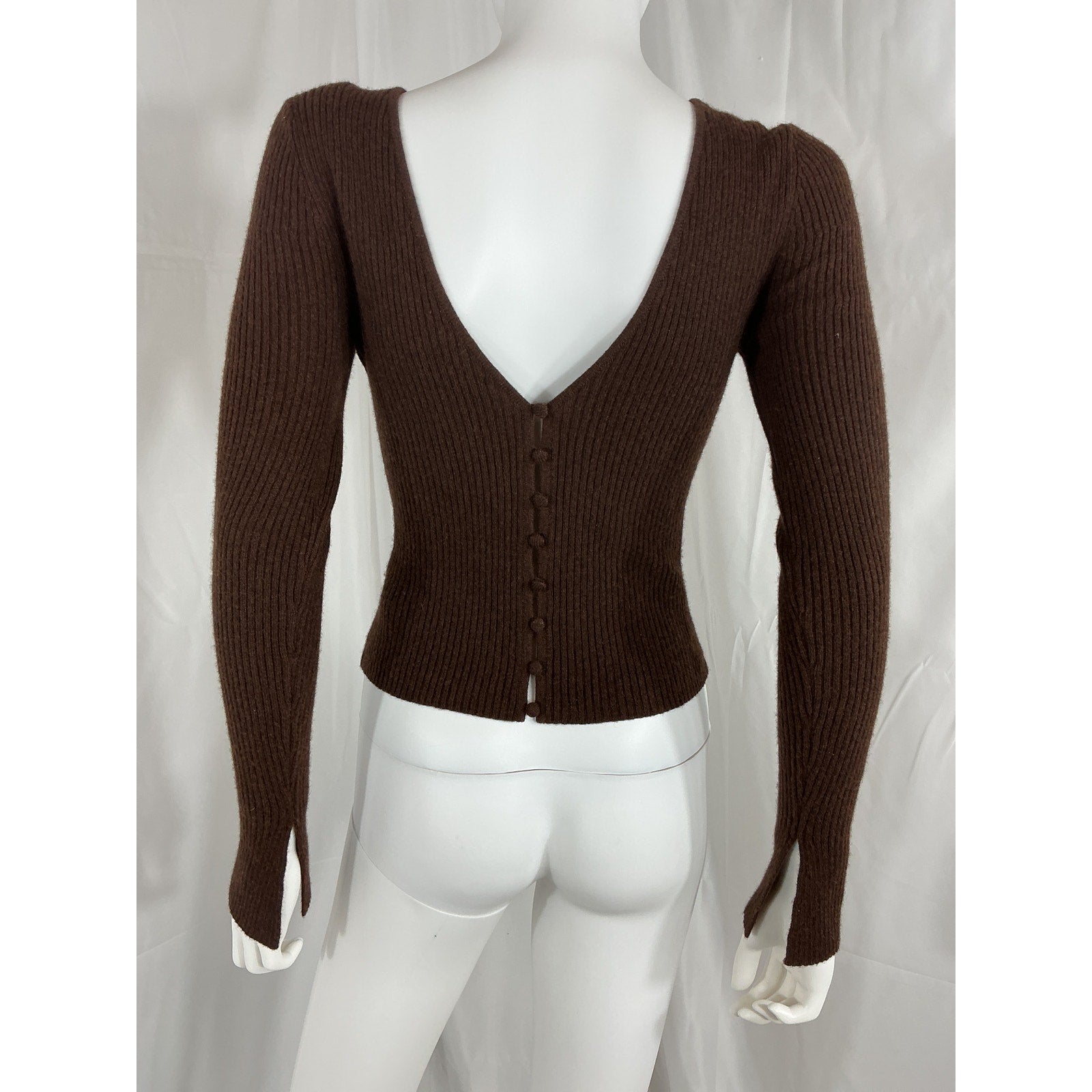 Reformation 'Porta' Brown Cashmere Open Back Sweater Size XS