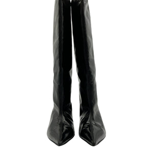 GANNI 'Slouchy' Black Leather Pointed Toe Knee High Boots Size 6