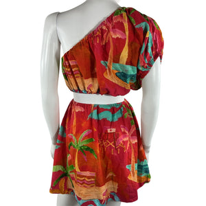 Farm Rio Vibrant Red Ipanema One-Shoulder Mini Dress Size XS
