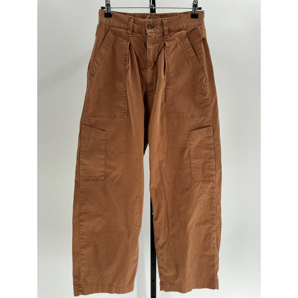 Agolde 'Windowpane' Brown Cotton Pants Size 24