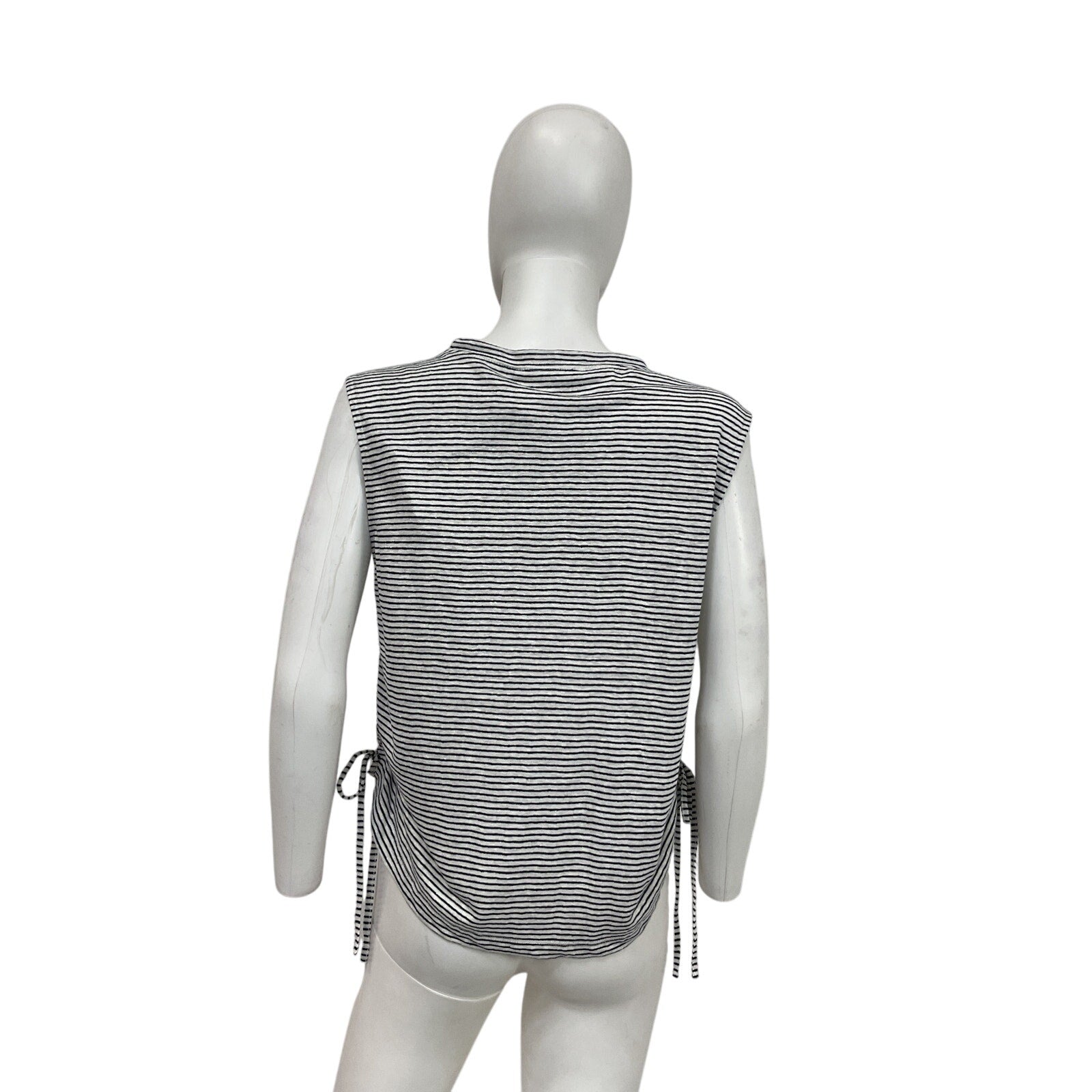 Frame Striped Black Linen Muscle Tee Size S