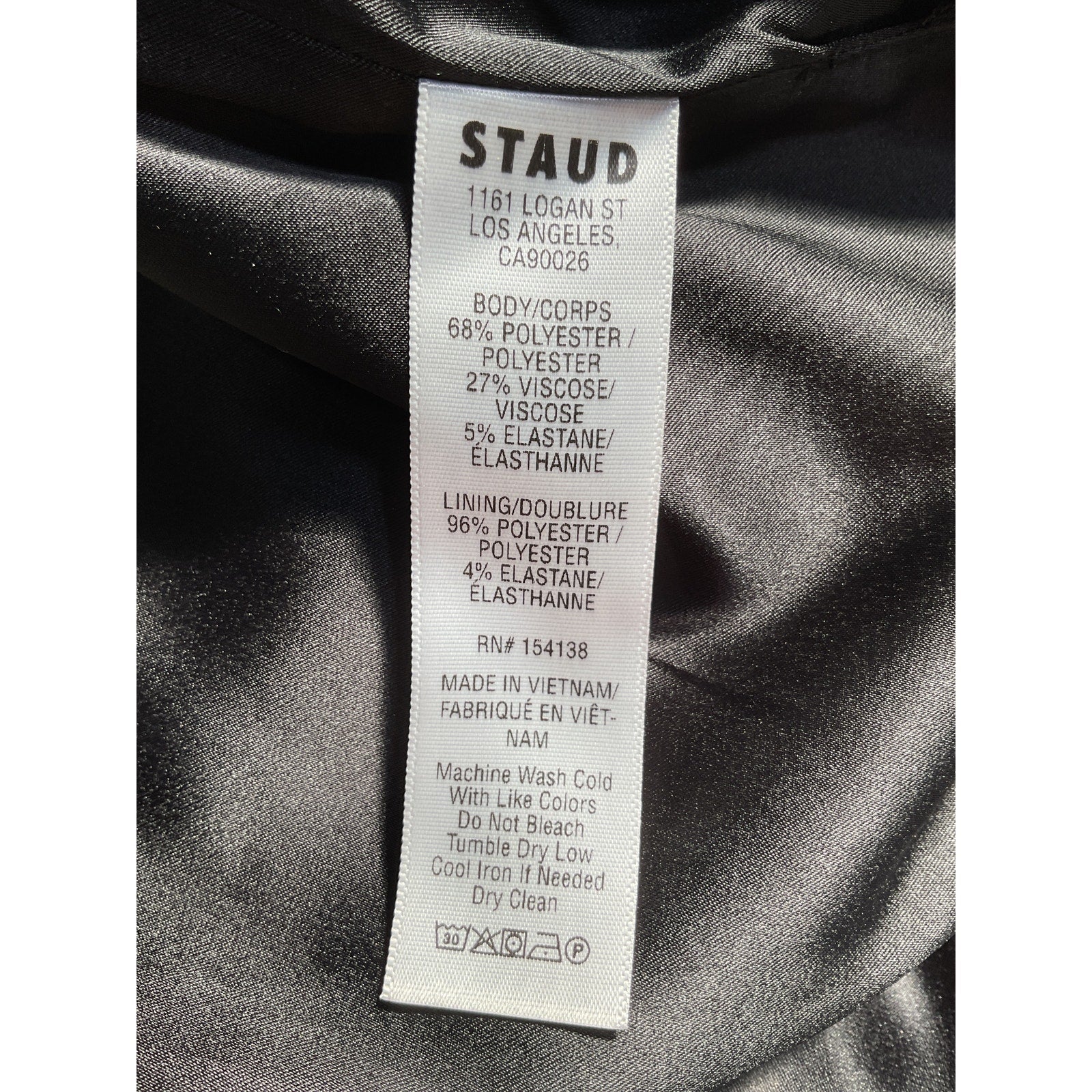 Staud 'Una' Black Polyester Top Size S