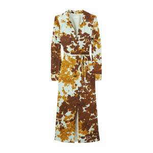 Dries Van Noten Belted Brown Charmeuse Midi Dress Size FR 36 / US 4