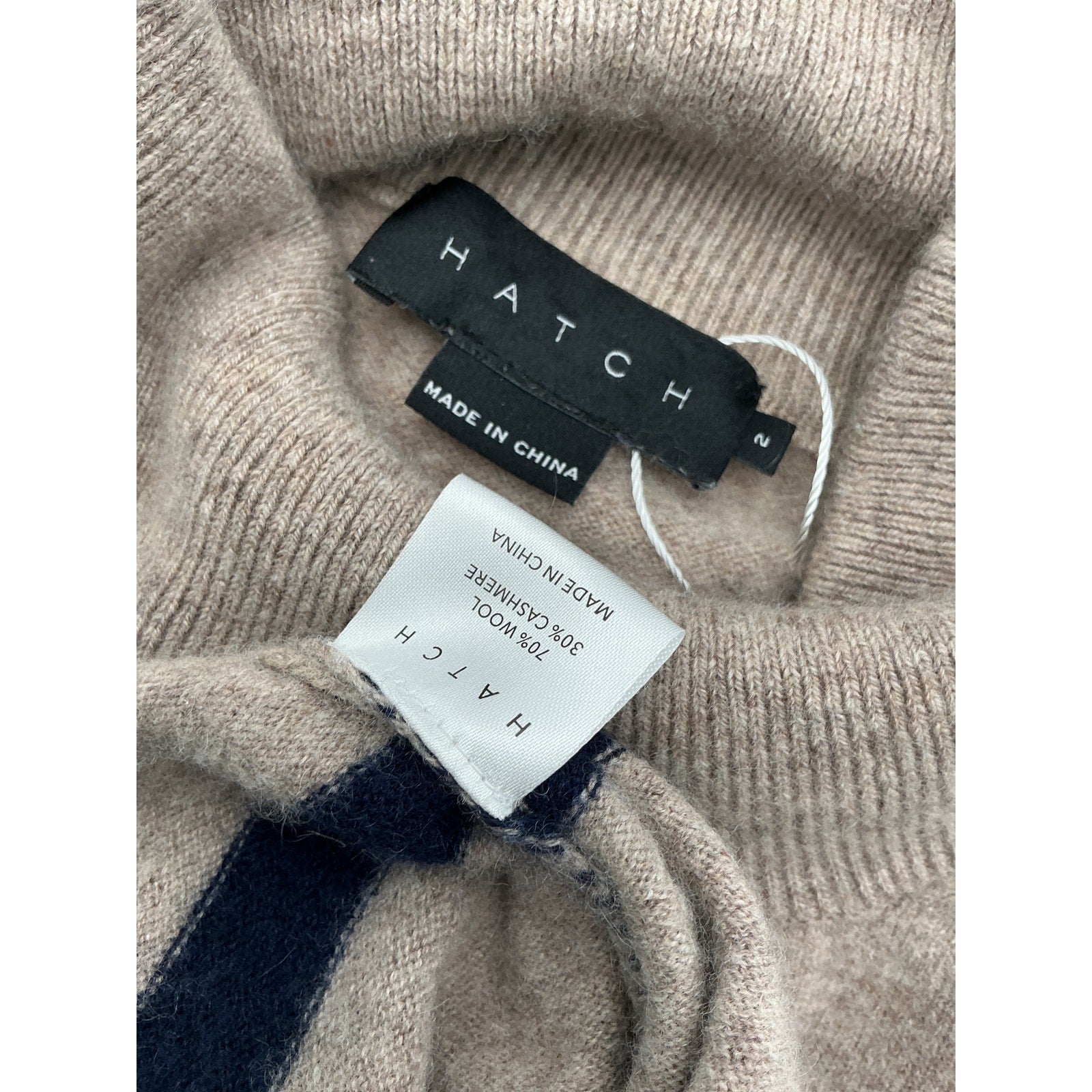 Hatch 'The Estella' Tan Wool Cashmere Turtleneck Sweater Size 2