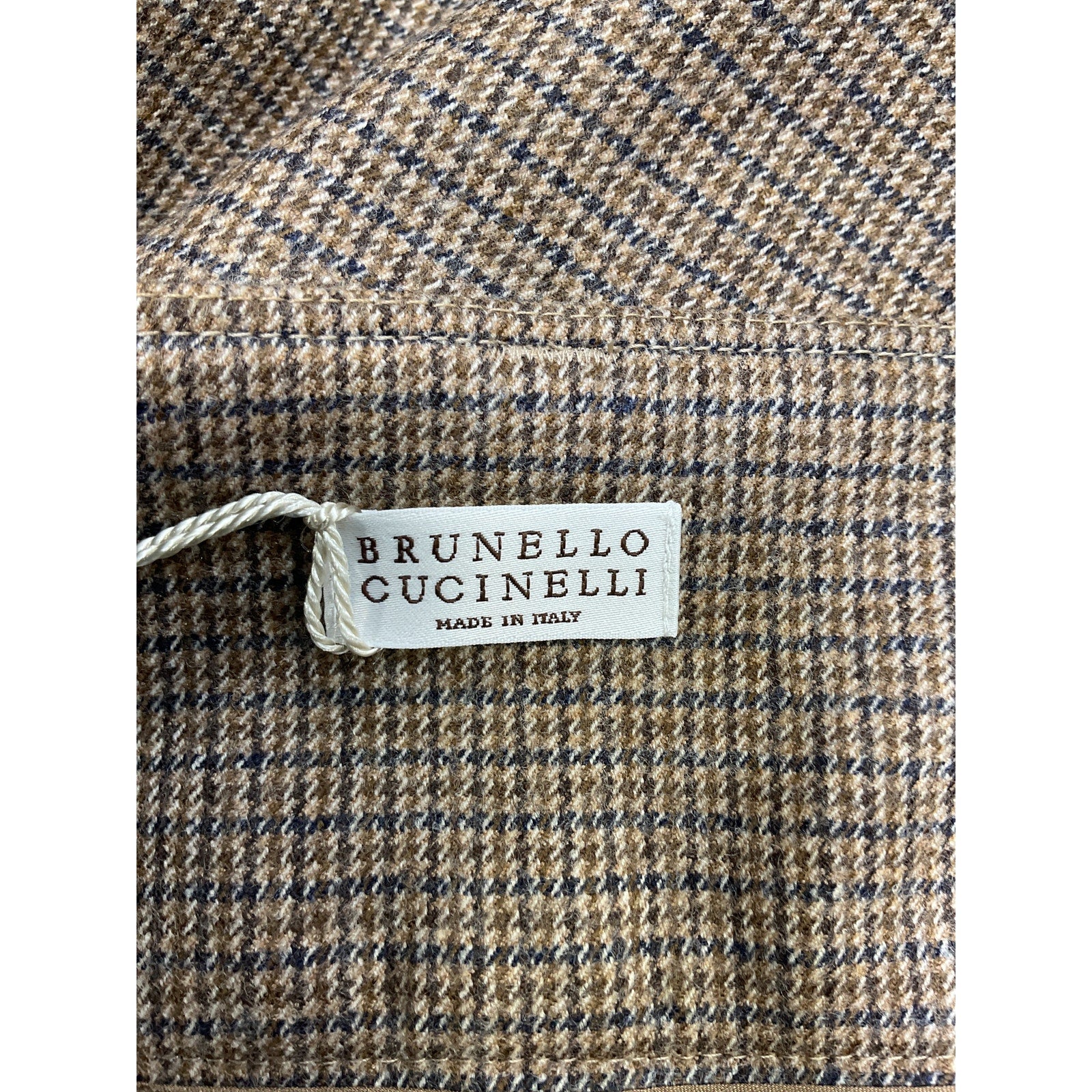 Brunello Cucinelli Bead Embellished Brown Checked Wool-Blend Shorts Size 6 - NWT