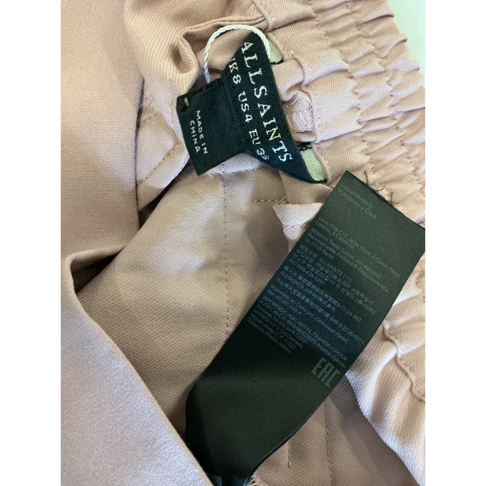 Allsaints 'Aleida' Pink Polyester Tri Trouser Size 4